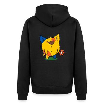 waiting for spring, Dibadoo with Flower - Unisex Premium Organic Zip Hoodie - black - Back - Nico (187cm)