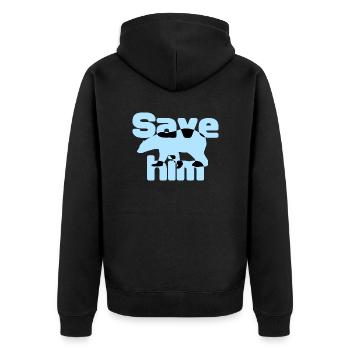 Rettet den Eisbären - Unisex Premium Bio Zip Hoodie - Schwarz - Hinten - Nico (187cm)