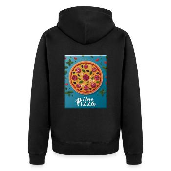 I love Pizza - Unisex Premium Bio Zip Hoodie - Schwarz - Hinten - Nico (187cm)