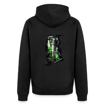 "3inOne" by Acryl Galerie & Design - Unisex Premium Bio Zip Hoodie - Schwarz - Hinten - Nico (187cm)