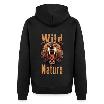 Grizzli Ours rugissant Tête d’ours Nature Nature Forêt - Veste à capuche bio Premium Unisexe - noir - Dos - Nico (187cm)