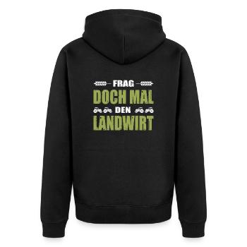 Bauernprotest Frag Doch Mal Den Landwirt Demo - Unisex Premium Bio Zip Hoodie - Schwarz - Hinten - Nico (187cm)