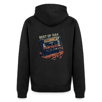 Vintage 1984 1984 Cassette - Vintage since 1984 - Unisex Premium Organic Zip Hoodie - black - Back - Nico (187cm)