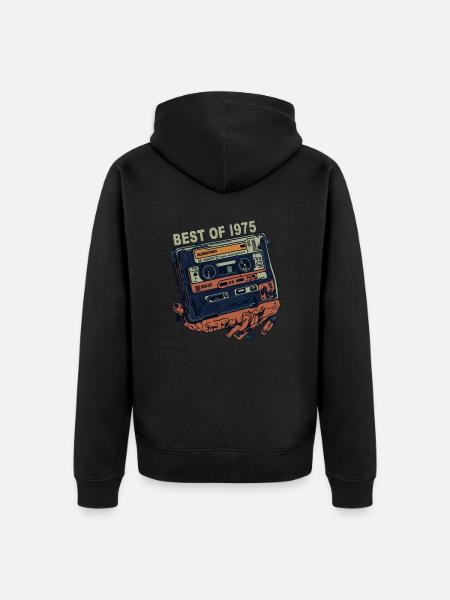 Vintage 1975 1975 Cassette - Vintage since 1975 - Unisex Premium Organic Zip Hoodie - black
