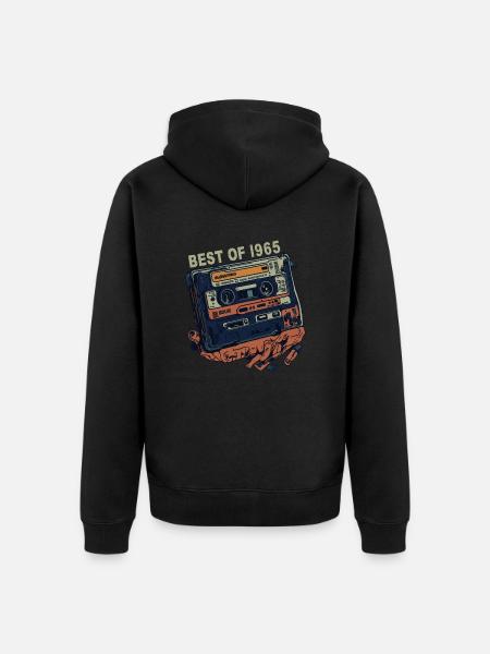 Jahrgang 1965 1965 Kassette - Jahrgang seit 1965 - Unisex Premium Bio Zip Hoodie - Schwarz