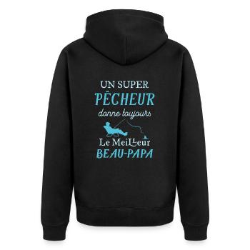 Super Beau-Papa Pêcheur Cadeau Fete Des Peres - Veste à capuche bio Premium Unisexe - noir - Dos - Nico (187cm)