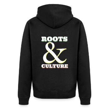 Rastafari Wurzeln Kultur - Unisex Premium Bio Zip Hoodie - Schwarz - Hinten - Nico (187cm)