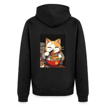 Cat Japonais Ramen Otaku Anime - Veste à capuche bio Premium Unisexe - noir - Dos - Nico (187cm)
