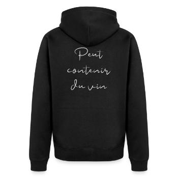 Peut contenir du vin humour tshirt cadeau - Veste à capuche bio Premium Unisexe - noir - Dos - Nico (187cm)