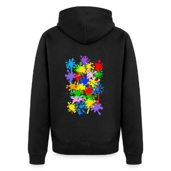 Karneval Kostüm Faschingskostüm Maler Farbkleckse - Unisex Premium Bio Zip Hoodie - Schwarz - Hinten - Nico (187cm)