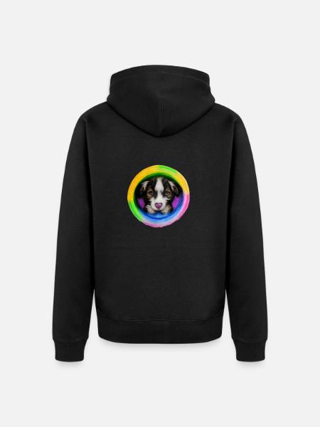 Rainbow Dog Australian Shepherd - Unisex Premium Organic Zip Hoodie - black