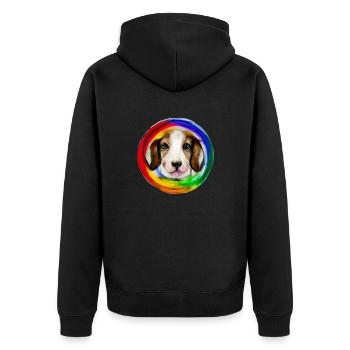 Rainbow Dog Basset Hound - Unisex Premium Organic Zip Hoodie - black - Back - Nico (187cm)