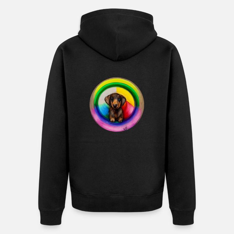 Teckel chien arc-en-ciel - Veste à capuche bio Premium Unisexe - noir