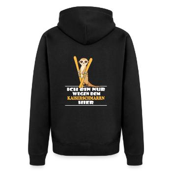 hüttengaudi kaiserschmarrn ski pulverschnee - Unisex Premium Bio Zip Hoodie - Schwarz - Hinten - Nico (187cm)