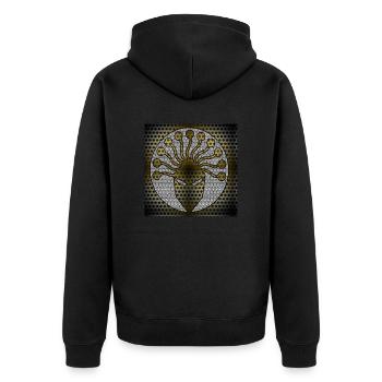 Underface - Gesicht_Eins - Kunst - Unisex Premium Bio Zip Hoodie - Schwarz - Hinten - Nico (187cm)