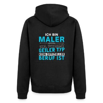 Verdammt geiler Typ - Maler Edition - Unisex Premium Bio Zip Hoodie - Schwarz - Hinten - Nico (187cm)