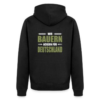 Landwirt Demo Wir Bauern Ackern Für Deutschland - Unisex Premium Bio Zip Hoodie - Schwarz - Hinten - Nico (187cm)