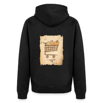 Panier d’épicerie avec des sacs à provisions cadeaux - Veste à capuche bio Premium Unisexe - noir - Dos - Nico (187cm)