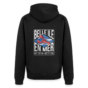 Schöne Insel im Meer Hummer - Unisex Premium Bio Zip Hoodie - Schwarz - Hinten - Nico (187cm)
