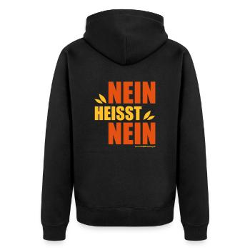 NEIN - Unisex Premium Bio Zip Hoodie - Schwarz - Hinten - Nico (187cm)