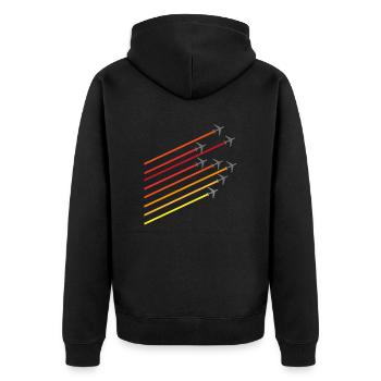 fliegen - Unisex Premium Bio Zip Hoodie - Schwarz - Hinten - Nico (187cm)