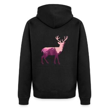 Hirsch Natur - Unisex Premium Bio Zip Hoodie - Schwarz - Hinten - Nico (187cm)