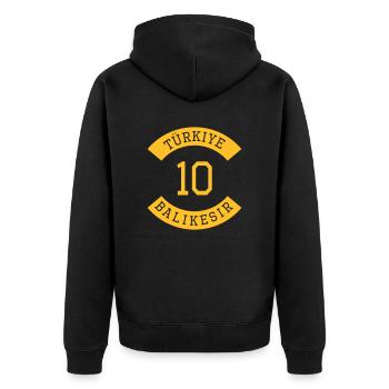 turkiye_10 - Unisex Premium Bio Zip Hoodie - Schwarz - Hinten - Nico (187cm)