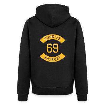 turkiye_69 - Unisex Premium Bio Zip Hoodie - Schwarz - Hinten - Nico (187cm)