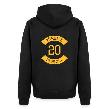 turkiye_20 - Unisex Premium Bio Zip Hoodie - Schwarz - Hinten - Nico (187cm)