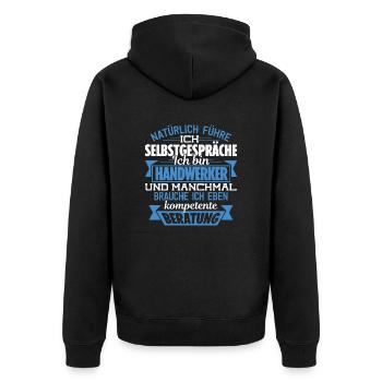 HANDWERKER - KOMPETENTE BERATUNG - Unisex Premium Bio Zip Hoodie - Schwarz - Hinten - Nico (187cm)