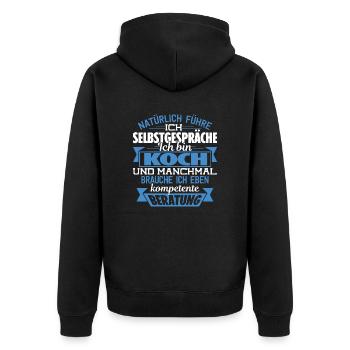 KOCH - KOMPETENTE BERATUNG - Unisex Premium Bio Zip Hoodie - Schwarz - Hinten - Nico (187cm)