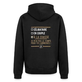 à la chasse t shirt chasseur humour - Veste à capuche bio Premium Unisexe - noir - Dos - Nico (187cm)