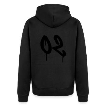 Graffiti : 02 - Unisex Premium Bio Zip Hoodie - Schwarz - Hinten - Nico (187cm)