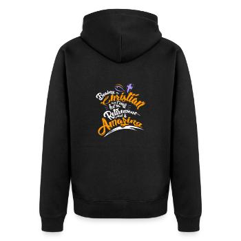 Jesus Christliche Vers Gott Fisch Geschenk - Unisex Premium Bio Zip Hoodie - Schwarz - Hinten - Nico (187cm)