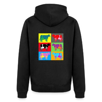 kuh kühe bunt multicolor - Unisex Premium Bio Zip Hoodie - Schwarz - Hinten - Nico (187cm)