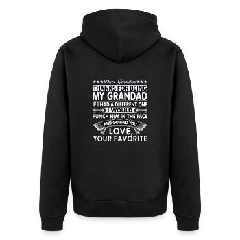 Dear Grandad... - Unisex Premium Organic Zip Hoodie - black - Back - Nico (187cm)