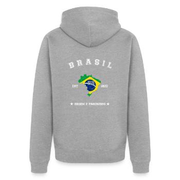 Brasil vintage flag-map - Unisex Premium Bio Zip Hoodie - Grau meliert - Hinten - Nico (187cm)
