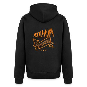 schwinger evolution - Unisex Premium Bio Zip Hoodie - Schwarz - Hinten - Nico (187cm)