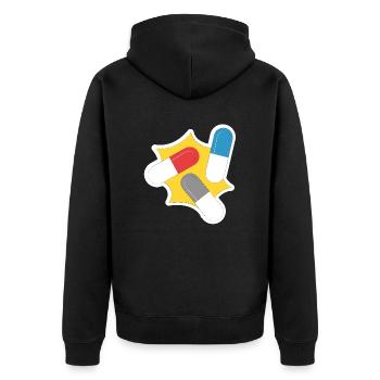 Pop art design cadeau rétro capsule médicament - Veste à capuche bio Premium Unisexe - noir - Dos - Nico (187cm)