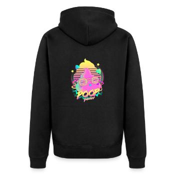 Poop Power - Unisex Premium Organic Zip Hoodie - black - Back - Nico (187cm)