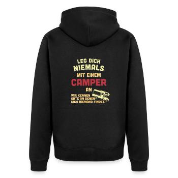 camper - Unisex Premium Bio Zip Hoodie - Schwarz - Hinten - Nico (187cm)