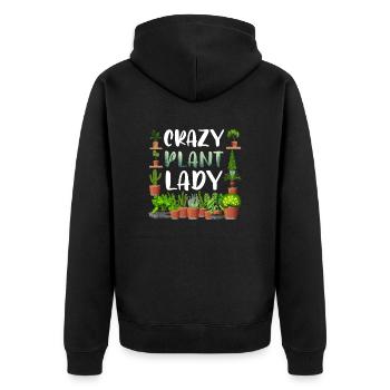 Crazy Plant Lady - Unisex Premium Organic Zip Hoodie - black - Back - Nico (187cm)