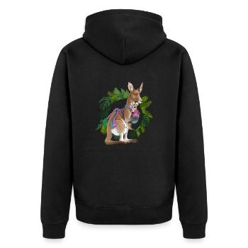 Mom Kangaroo - Unisex Premium Organic Zip Hoodie - black - Back - Nico (187cm)