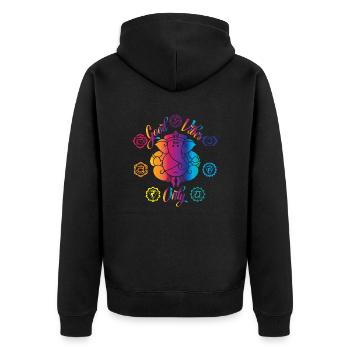 Good Vibes Only - Unisex Premium Organic Zip Hoodie - black - Back - Nico (187cm)