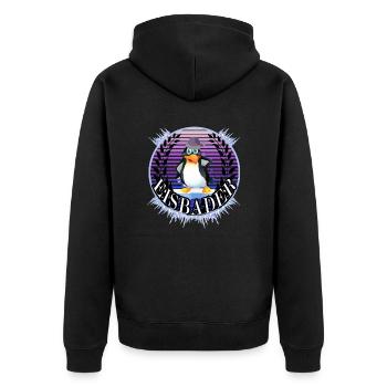 winterbader eisbader pinguin winterbaden arktic - Unisex Premium Bio Zip Hoodie - Schwarz - Hinten - Nico (187cm)