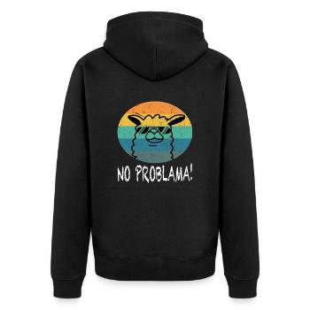 Alpaka Lama No Problama lustiges geschenk - Unisex Premium Bio Zip Hoodie - Schwarz - Hinten - Nico (187cm)