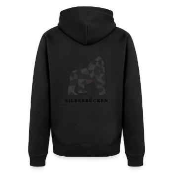 Silberrücken | Gorilla - Unisex Premium Bio Zip Hoodie - Schwarz - Hinten - Nico (187cm)