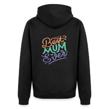 Best Mom | Mother’s Day - Unisex Premium Organic Zip Hoodie - black - Back - Nico (187cm)