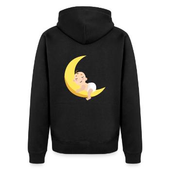 Baby moon - Unisex Premium Organic Zip Hoodie - black - Back - Nico (187cm)