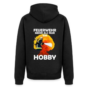 Feuerwehr Freiwillige Feuerwehr Hobby Feuerwehr - Unisex Premium Bio Zip Hoodie - Schwarz - Hinten - Nico (187cm)
